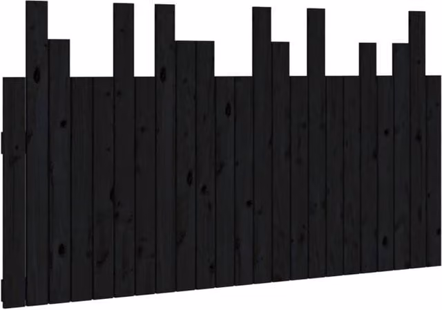 Berkfield Home Black Rustic Solid Wood Pine Wall Mounted Headboard W: 146.5 cm, D: 3 cm, H: 80 cm