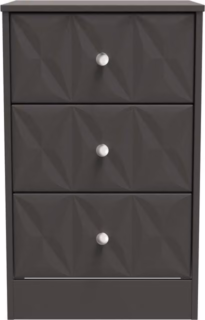 Ready Assembled 2 U Memphis 3 Drawer Bedside Cabinet in Dark Grey