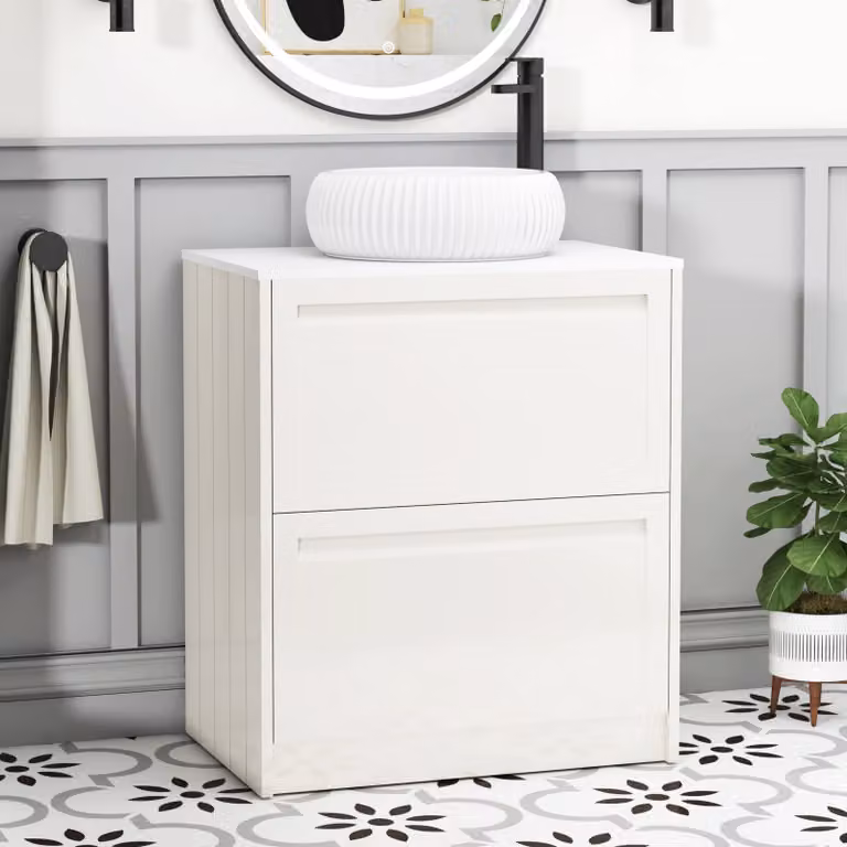 Royal Bathrooms Elmore 700mm Classic White Floor Standing Vanity Unit with 2 Drawers and Milan Basin