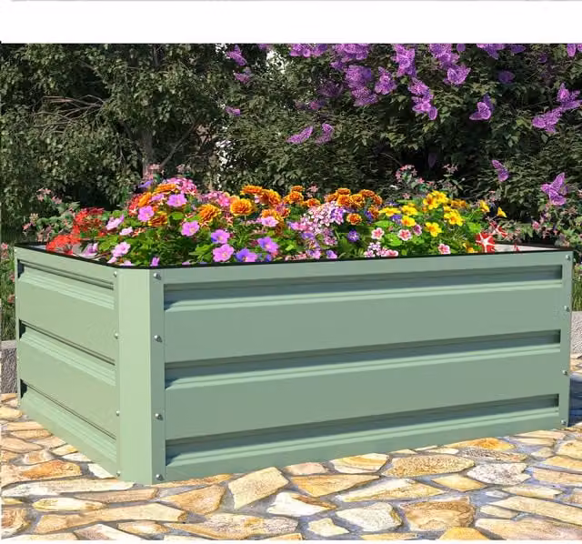Garden Life Metal Raised Garden Bed in Green, 144l