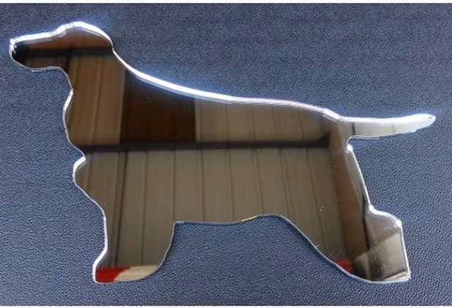 Cocker Spaniel Silver Acrylic Wall Mirror, Diameter: 33.9 cm