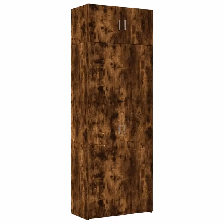 Berkfield Home Freestanding Storage Cabinet in Smoked Oak Brown, W/D/H: 80 x 42.5 x 225 cm
