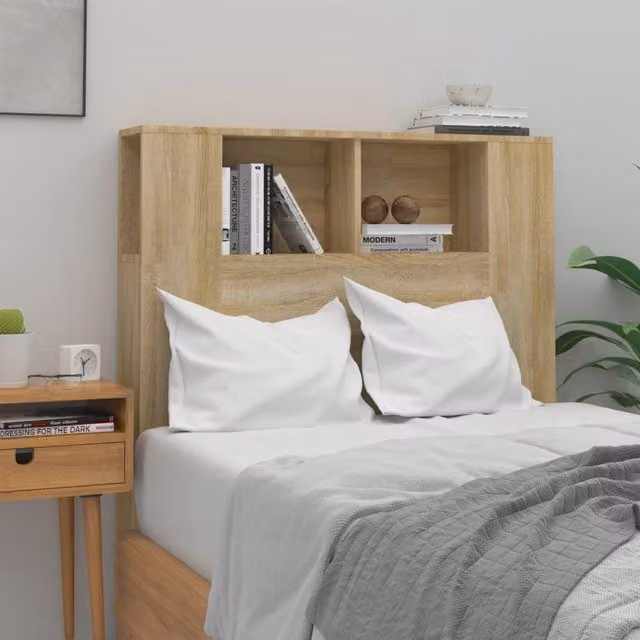 Berkfield Home Sonoma Oak Headboard Cabinet in Brown, W: 100 cm, D: 18.5 cm, H: 104.5 cm