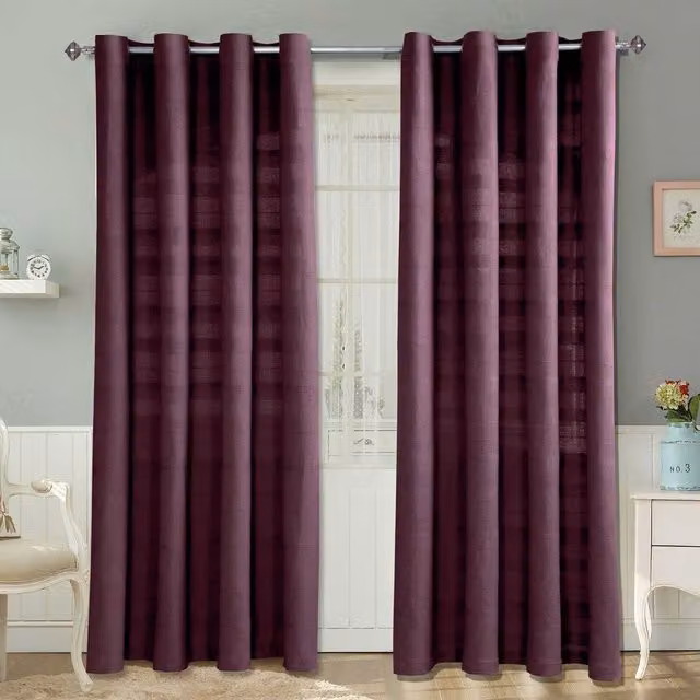 Homescapes Cotton Rajput Ribbed Curtain Pair in Purple