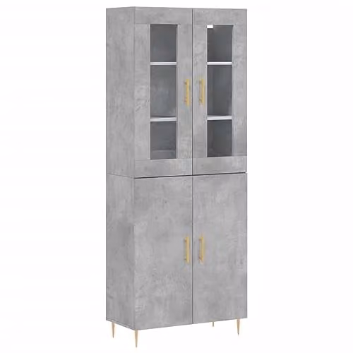 vidaXL Modern Highboard in Grey, W/D/H: 69.5 x 34 x 180 cm