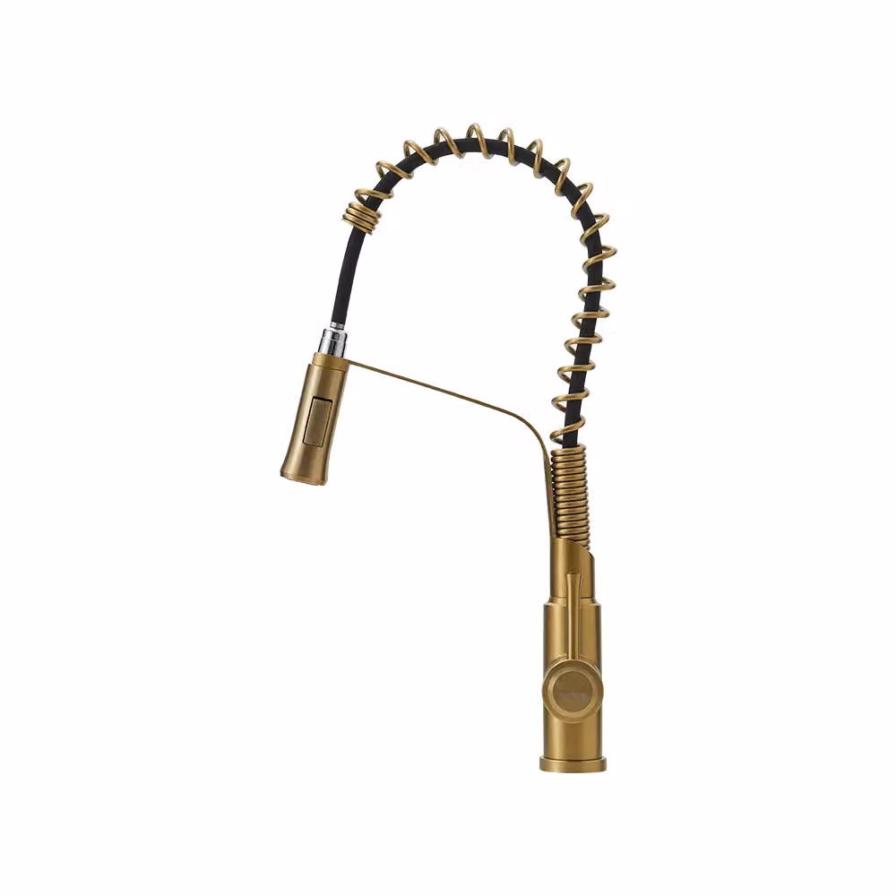 Livingandhome Modern Stainless Steel Kitchen Pull Down Faucet in Gold with Spray Function – 2