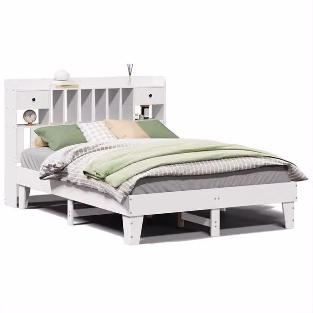 Berkfield Home King Size Solid Wood Pine Bed Frame with Drawers, White, W: 150 cm, D: 200 cm