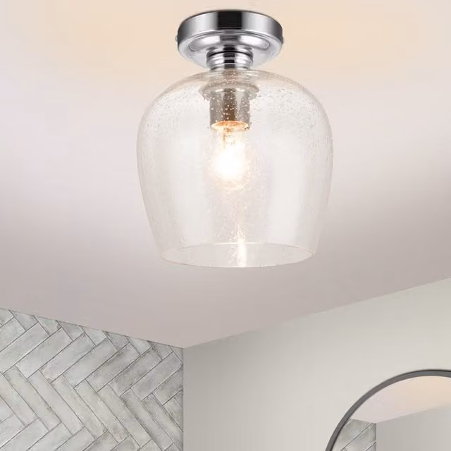 COSYLYTE Oakdale Chrome and Glass Bathroom Ceiling Light