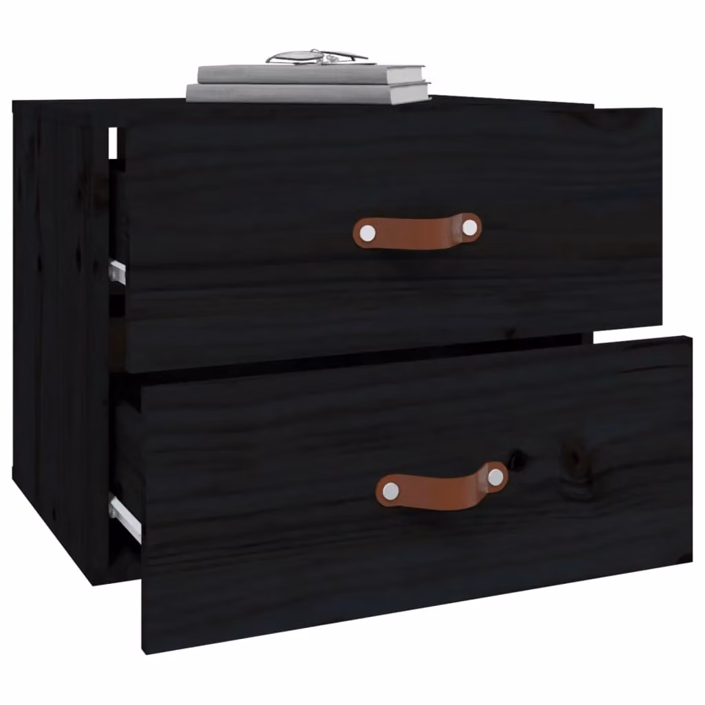 Berkfield Home Set of 2 Wall-mounted Bedside Cabinets in Black, W: 50 cm, D: 36 cm, H: 40 cm – 4
