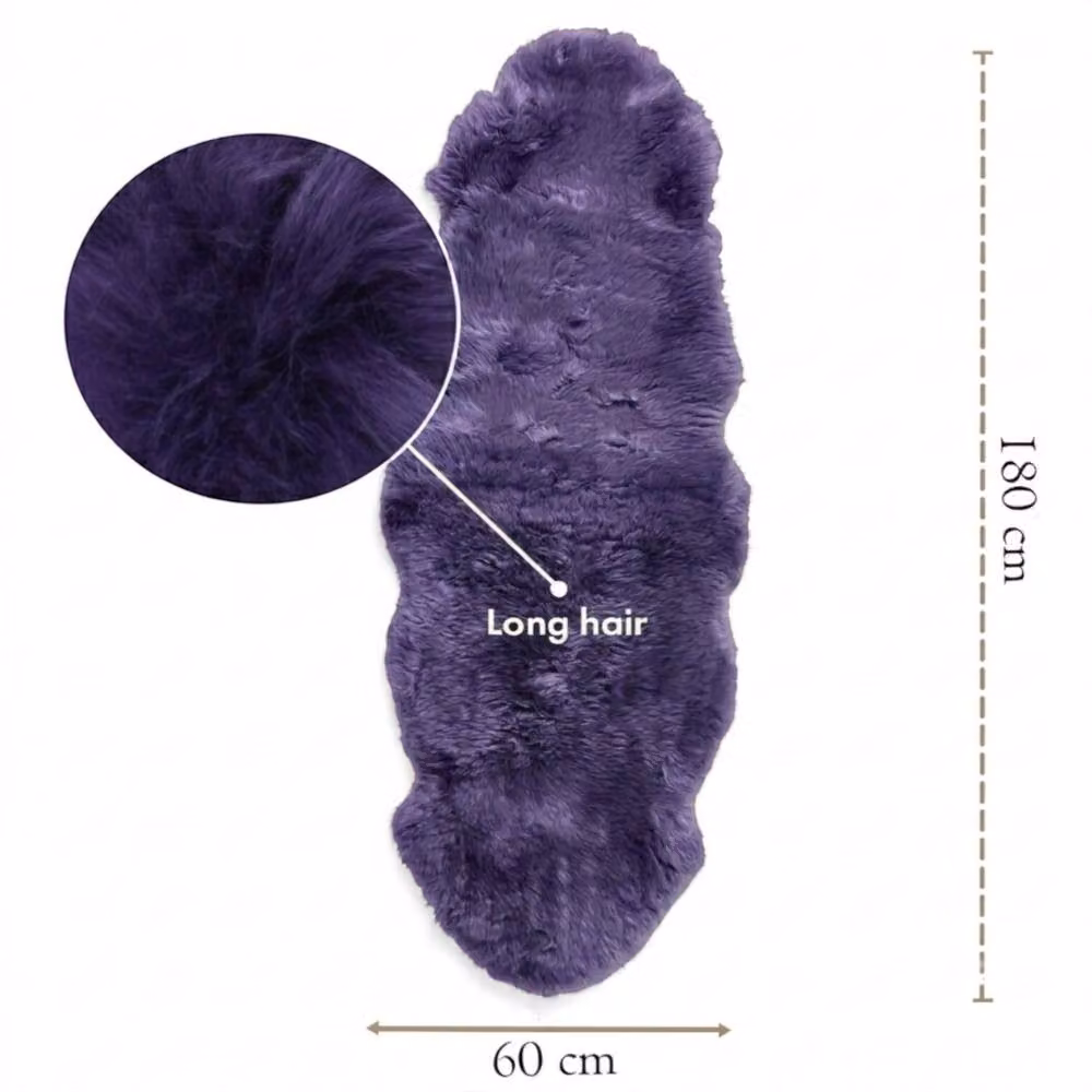 Infinity Leather Genuine Sheepskin Wool Rug in Purple, W/D: 180 x 60 cm – 3