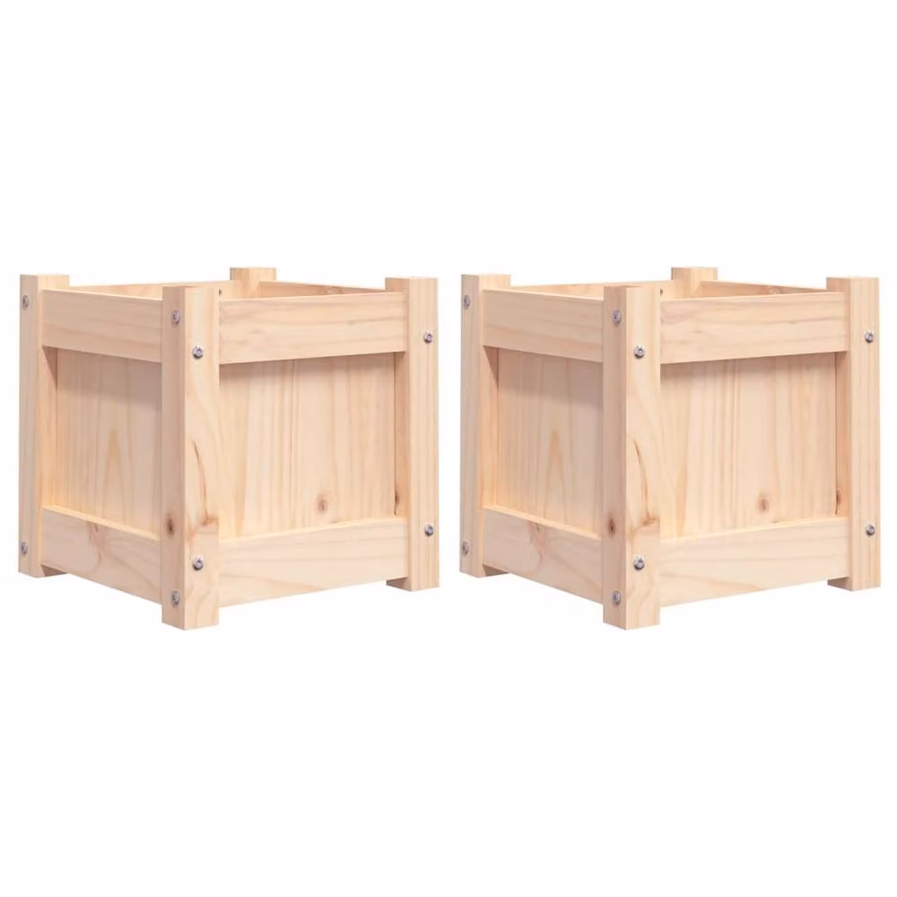 Berkfield Home Garden Solid Wood Pine Planter Tub, 2 Pack, Beige – 2