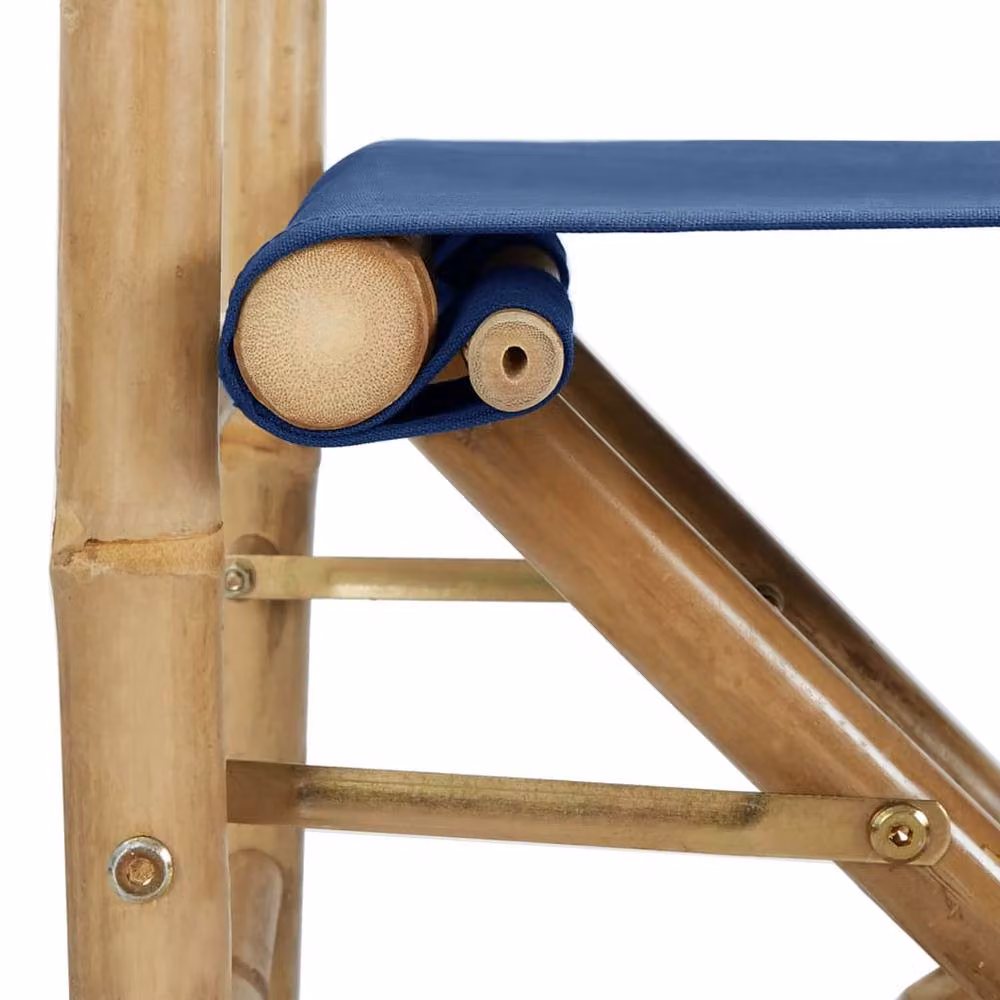 Berkfield Home Sturdy Folding Director's Chairs, 2 Pack, Blue Bamboo and Polyester Fabric – 4