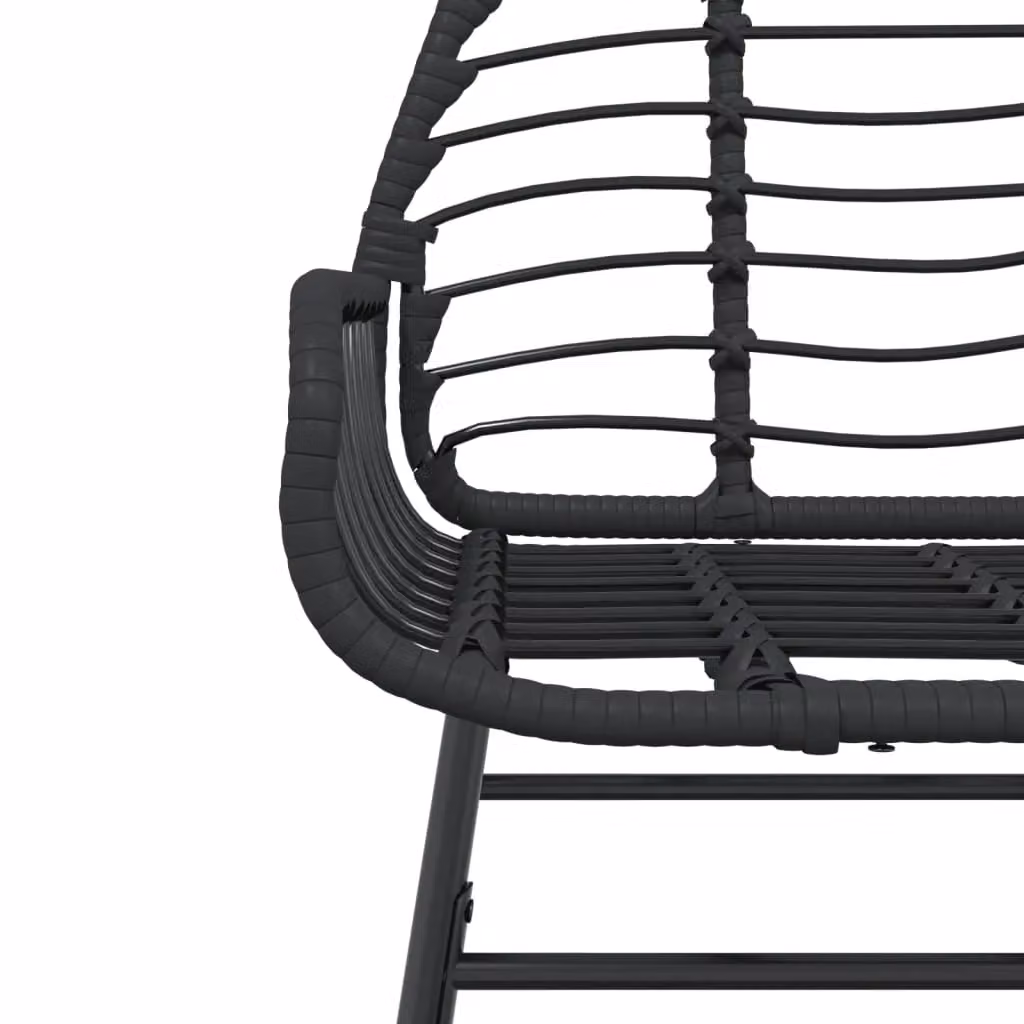 Berkfield Home Set of 2 Modern Black Poly Rattan Garden Chairs with Armrests – 3