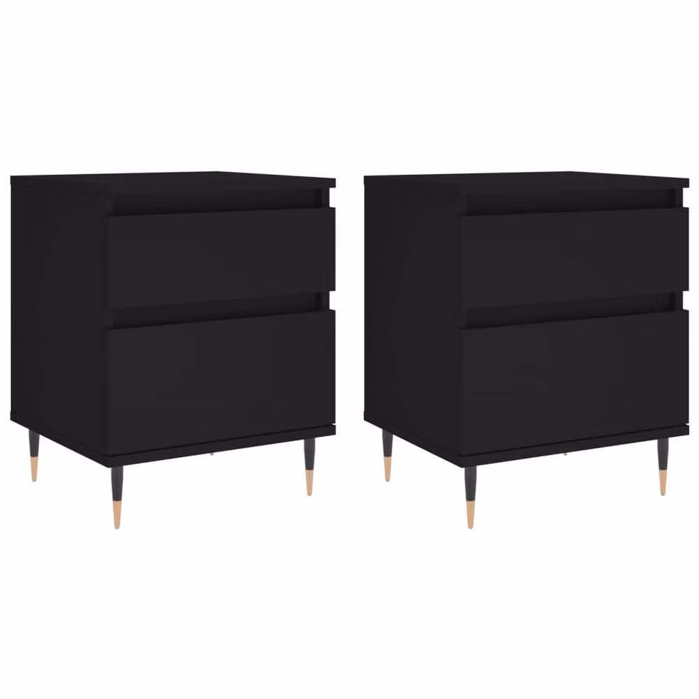 Berkfield Home Modern Bedside Cabinets, 2 Piece Set in Black, W/D/H: 40 x 35 x 50 cm – 2