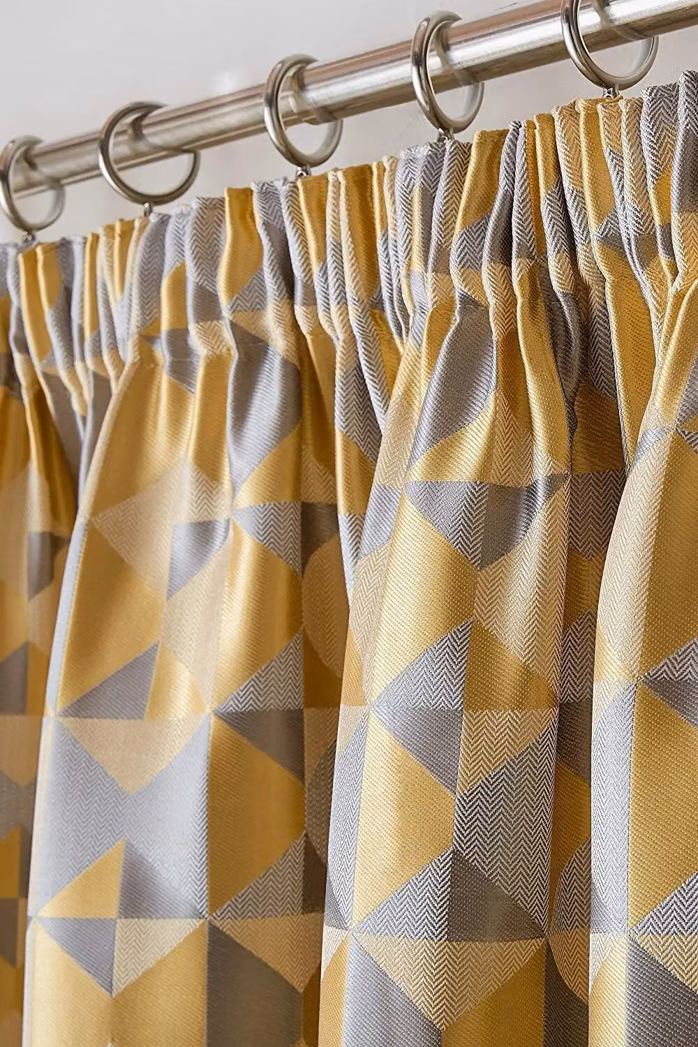 Alan Symonds Skandi Geometric Jacquard Fully Lined Taped Curtains in Yellow, Width: 168 cm, Drop: 229 cm – 2