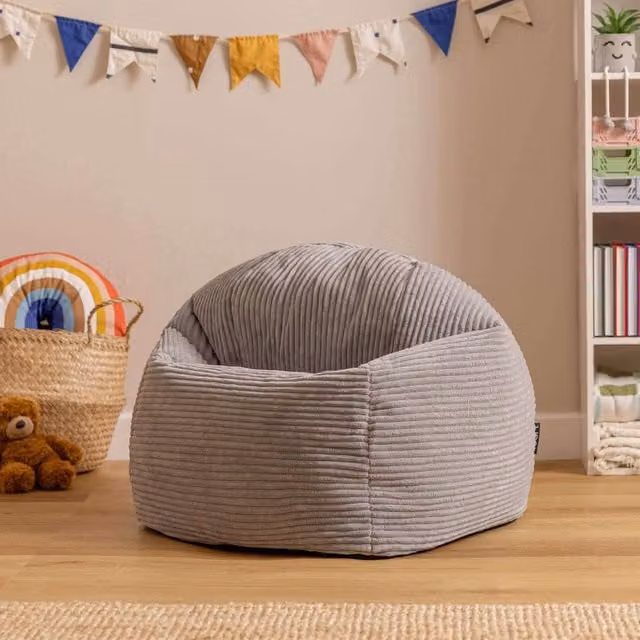 icon Kids High Rest Corduroy Beanbag in Light Grey – 1