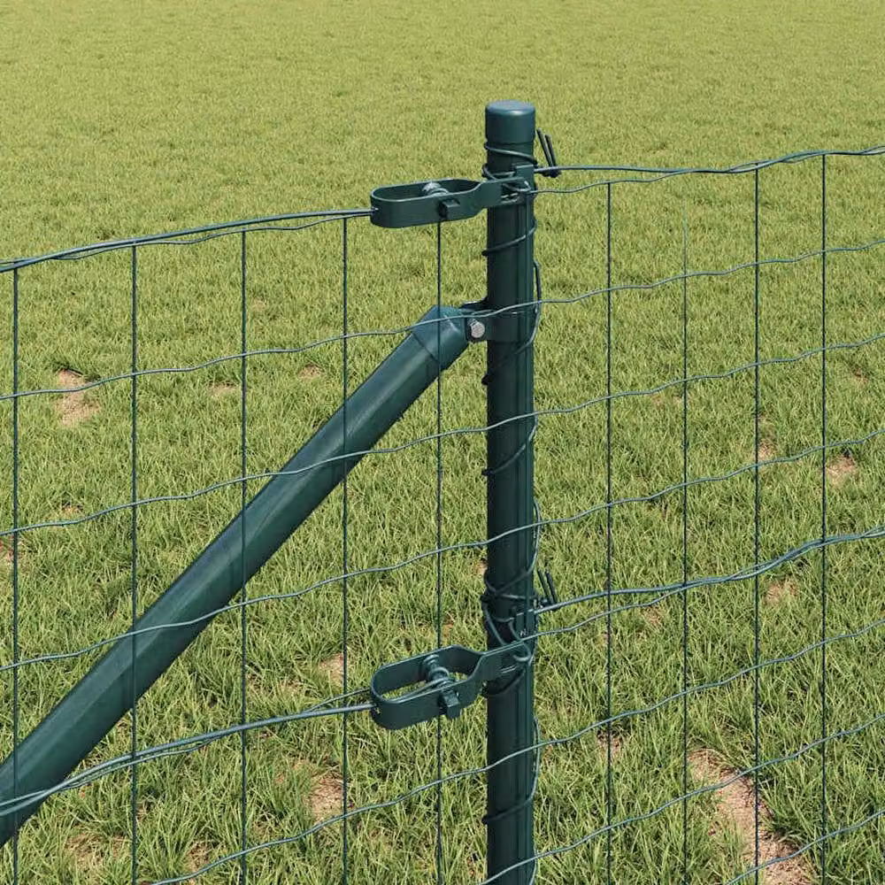 Berkfield Home Euro Fence with 7 Spike Posts, 0.8 x 10 m, Galvanised Steel, Green – 3