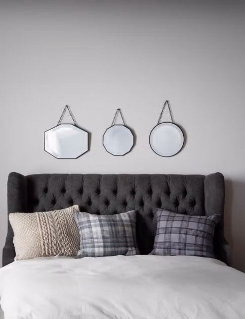 Gallery Direct Set of 3 Haines Vintage Hanging Wall Mirrors in Silver