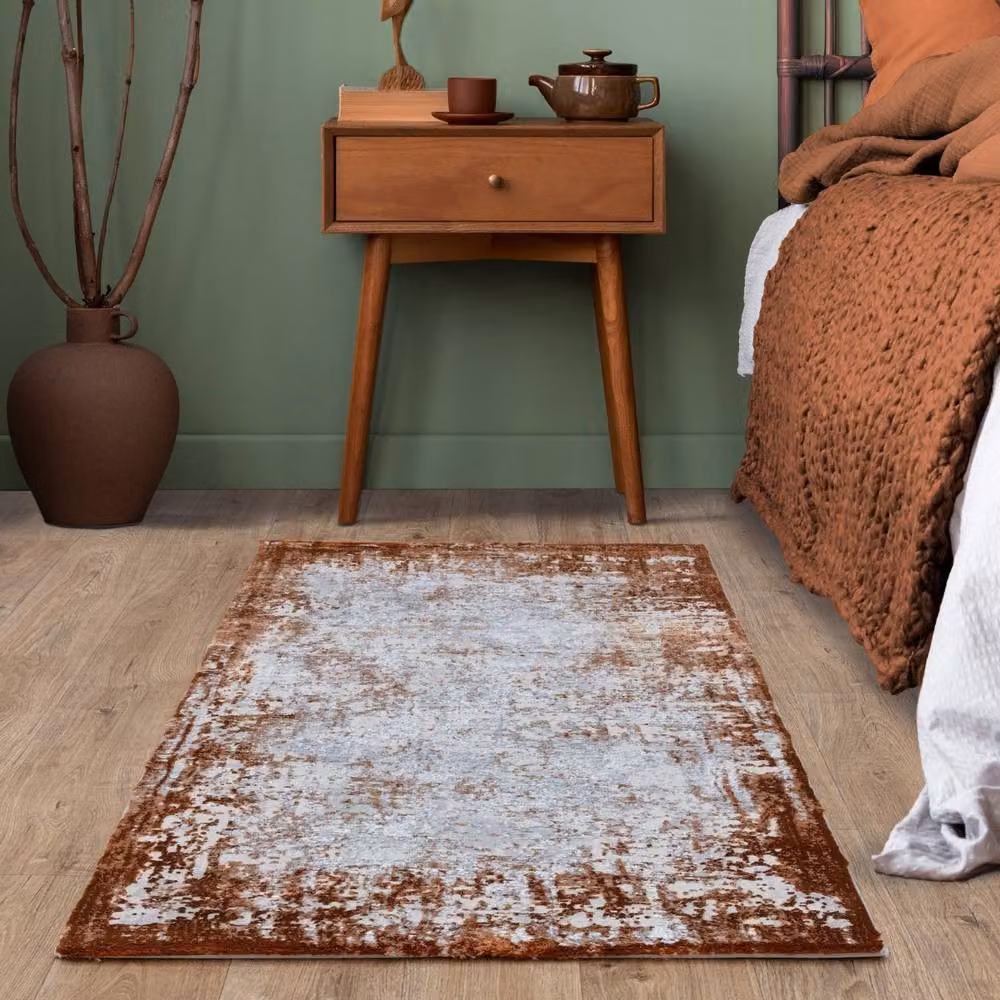The Rug Shop UK Orange Modern Abstract Easy To Clean Machine Woven Rug W: 240 cm, D: 340 cm – 3