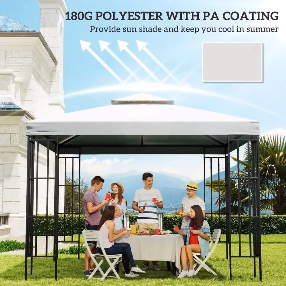 FLAVORA Replacement Gazebo Canopy Roof Cover in Beige and White Polyester, 0.6m2 – 3
