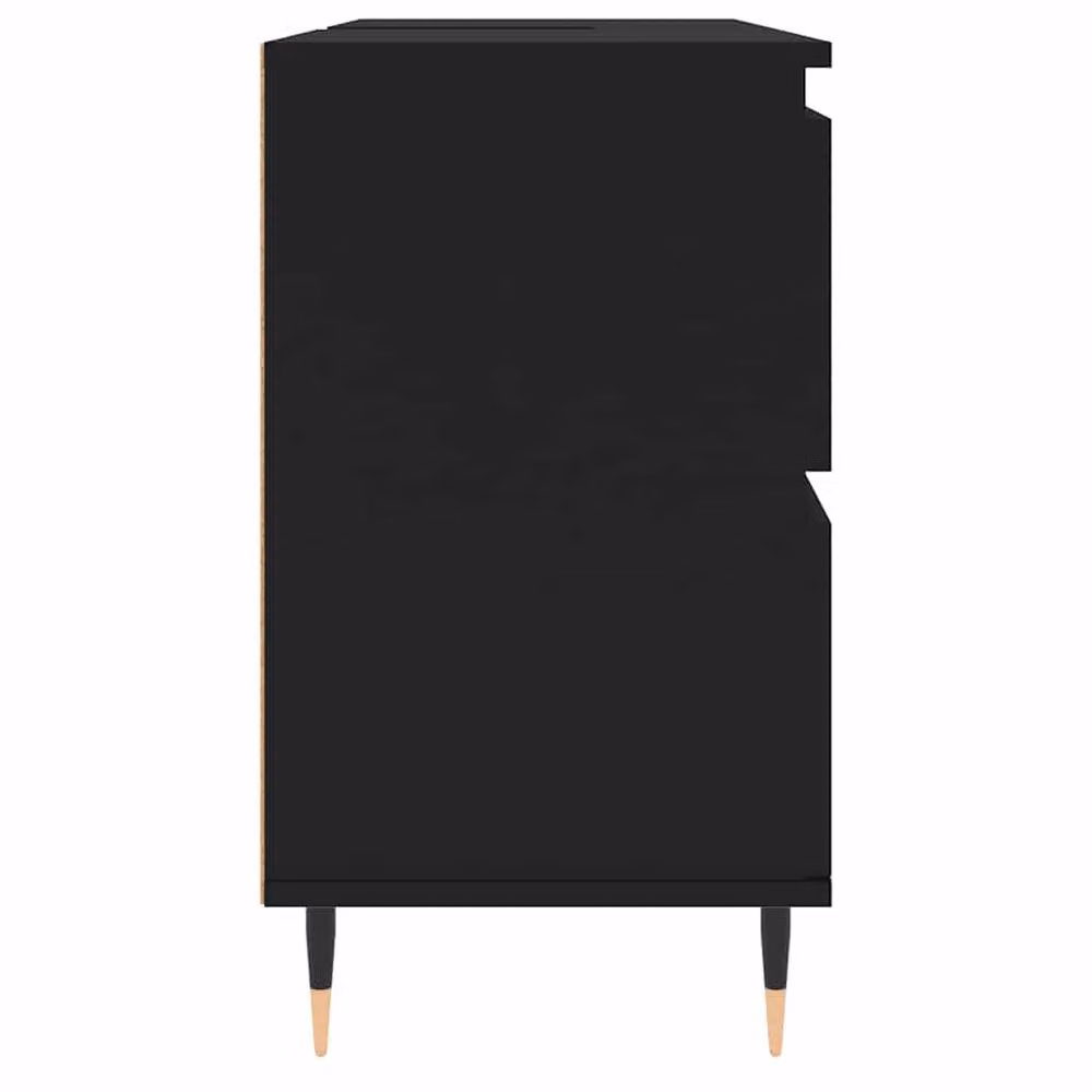 Berkfield Home Modern Black Freestanding Bathroom Cabinet with Hinged Doors, W/D/H: 80 x 33 x 60 cm – 3