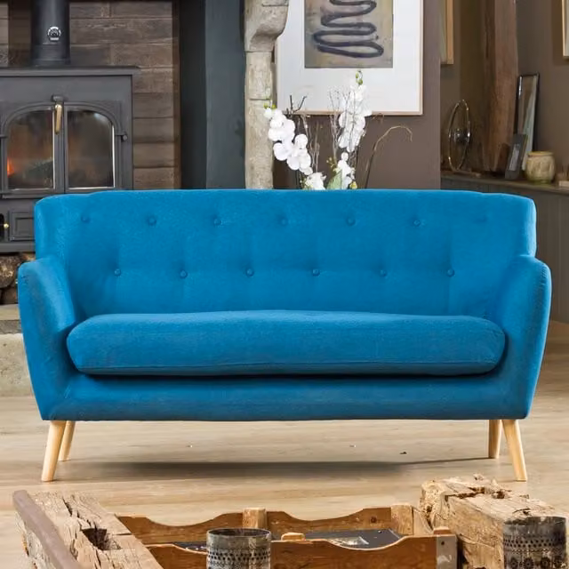 Artemis Home Lynwood 3 Seat Scandi Style Sofa in Petrol Fabric, Width: 177 cm