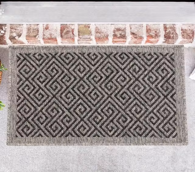 Desire Rugs Modern Geometric Machine Woven Indoor-Outdoor Rug, Grey, W: 50 cm x L: 80 cm