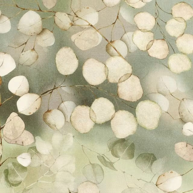 Ante Decor Lunaria Fabric Earth Green Floral Cotton