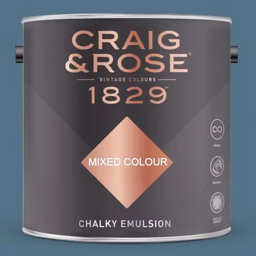 Craig & Rose 1829 Chalky Emulsion Paint in Braze Blue, Matt Finish, 2.5 l