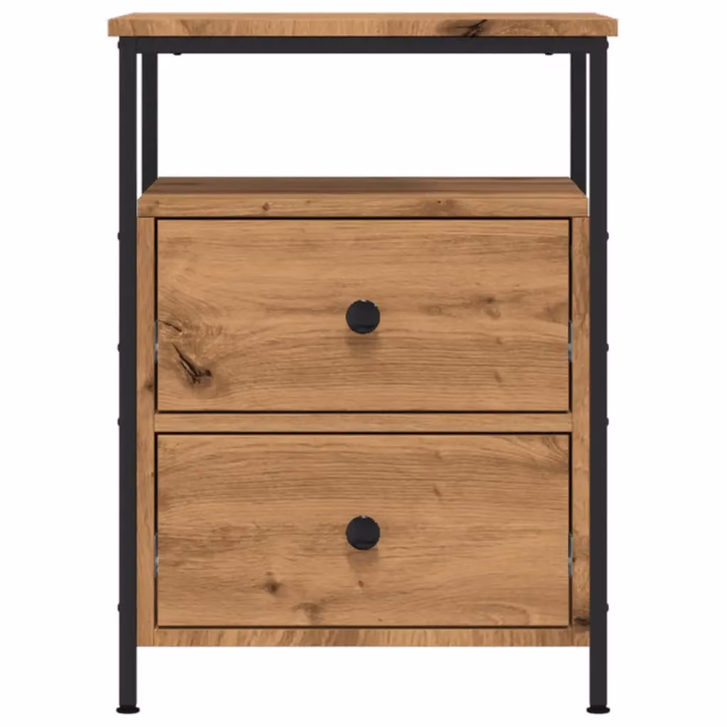 Berkfield Home Artisan Oak Bedside Cabinets, 2 Piece Set in Brown, W/D/H: 44 x 45 x 60 cm – 4