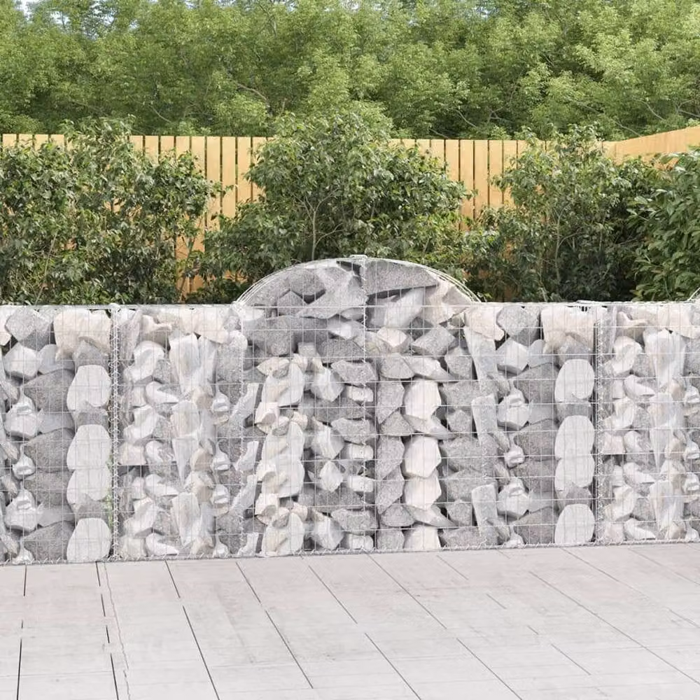 Berkfield Home Arched Gabion Baskets, 8 Piece Set, Silver Galvanised Steel, W: 200 cm, D: 30 cm, H: 100-120 cm – 2