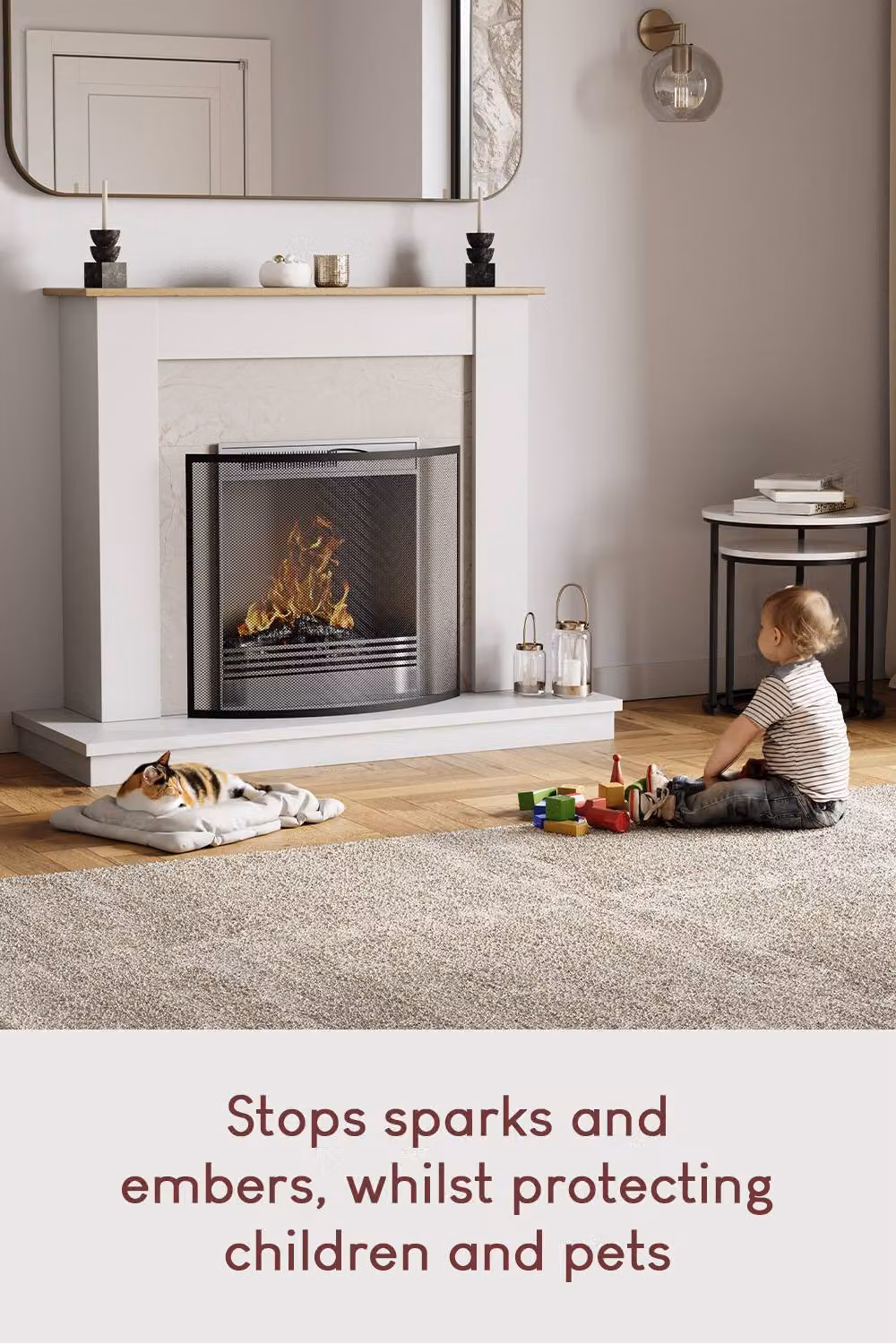 Home Discount Vida Buckton Fire Guard Nickel Fireplace Shield Protector in Black – 3