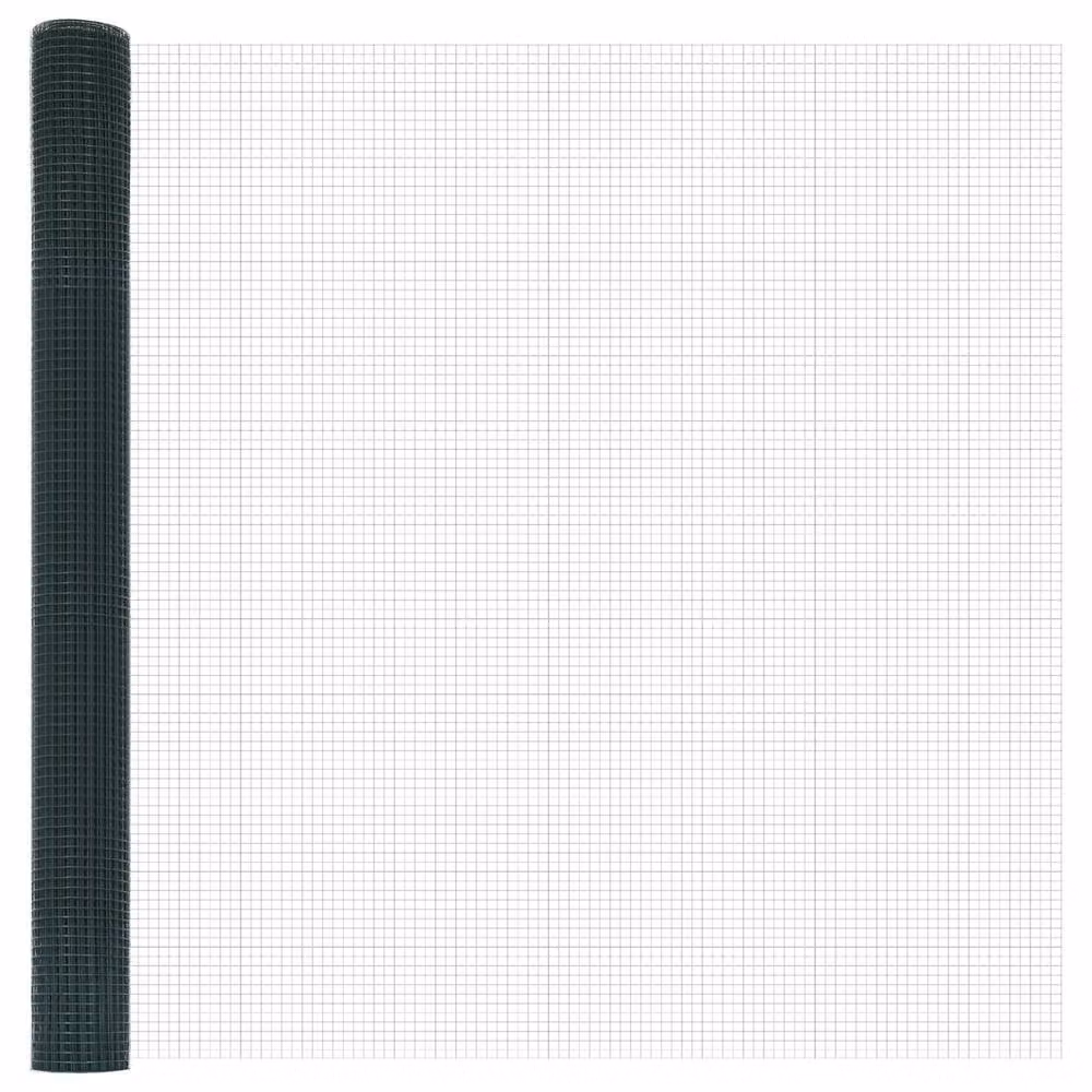 Berkfield Home Green Steel Welded Wire Fence with 13 Posts, W: 25 m, H: 1.5 m – 4