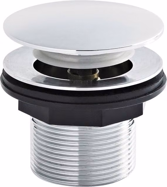 Balterley Push Button Bath Waste with No Overflow, Chrome Silver, W/D/H: 7.0 x 7.0 x 6.4 cm