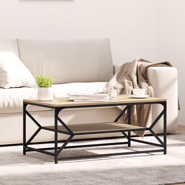 Berkfield Home Sonoma Oak Coffee Table with Shelf in Brown, W: 90 cm, D: 50 cm, H: 40 cm