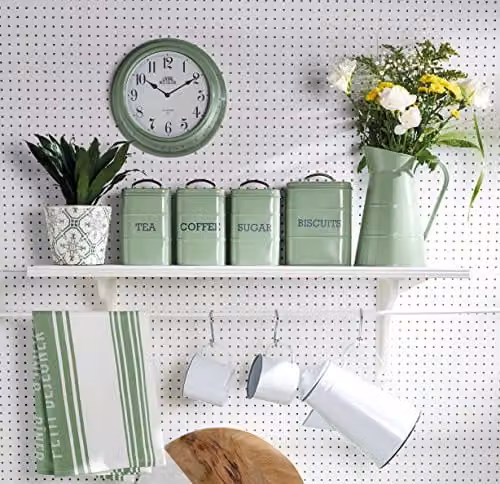 KitchenCraft Living Nostalgia Metal Sugar Canister, Green, W: 11 cm, H: 17 cm – 2