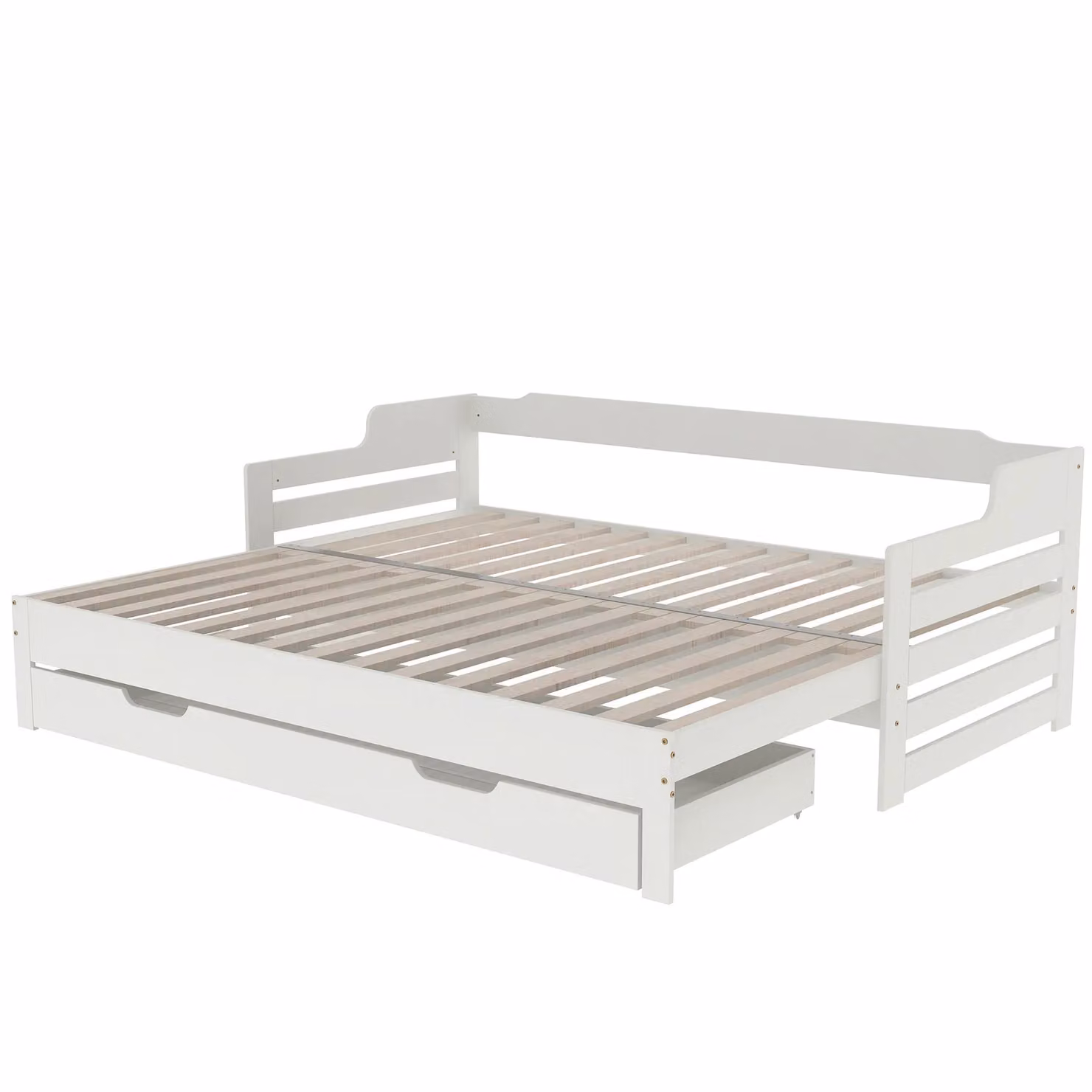 Matteo Ingle Single Guest Sofa Bed with Pull Out Trundle and Storage Drawer in White – 2