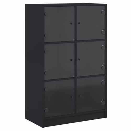 vidaXL Modern Highboard with Hinged Doors in Black MDF, W/D/H: 68 x 37 x 109 cm – 1