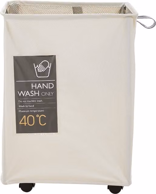 Livingandhome Collapsible Fabric Laundry Basket with Lid and Handles, White, Width: 38 cm
