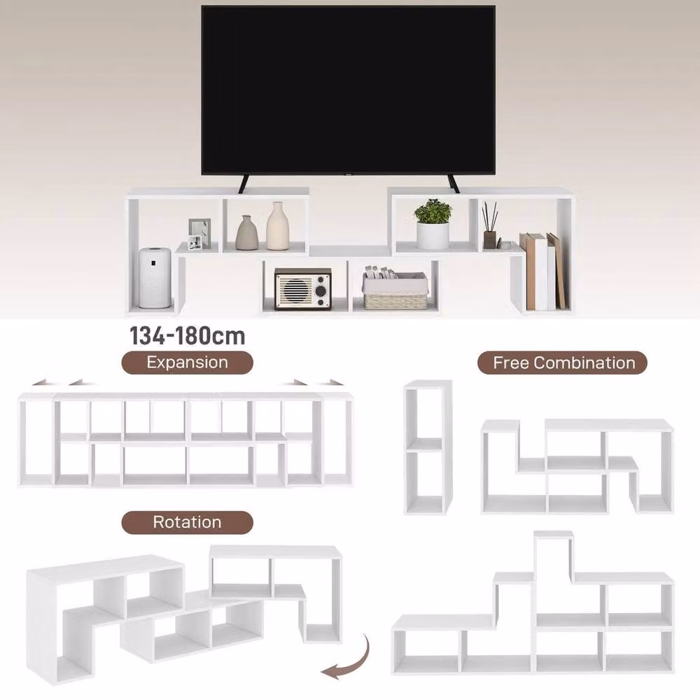 NESTLUNE White TV Unit for TVs up to 75 Inches, W: 100 cm, D: 15 cm – 2