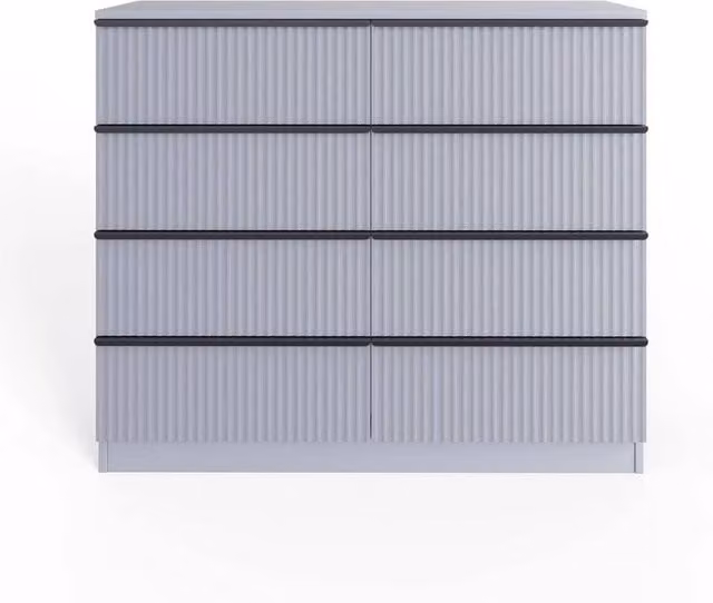 KORVIXA 8 Drawer Chest of Drawers in Grey and Black, W/D/H: 100 x 100 x 100 cm