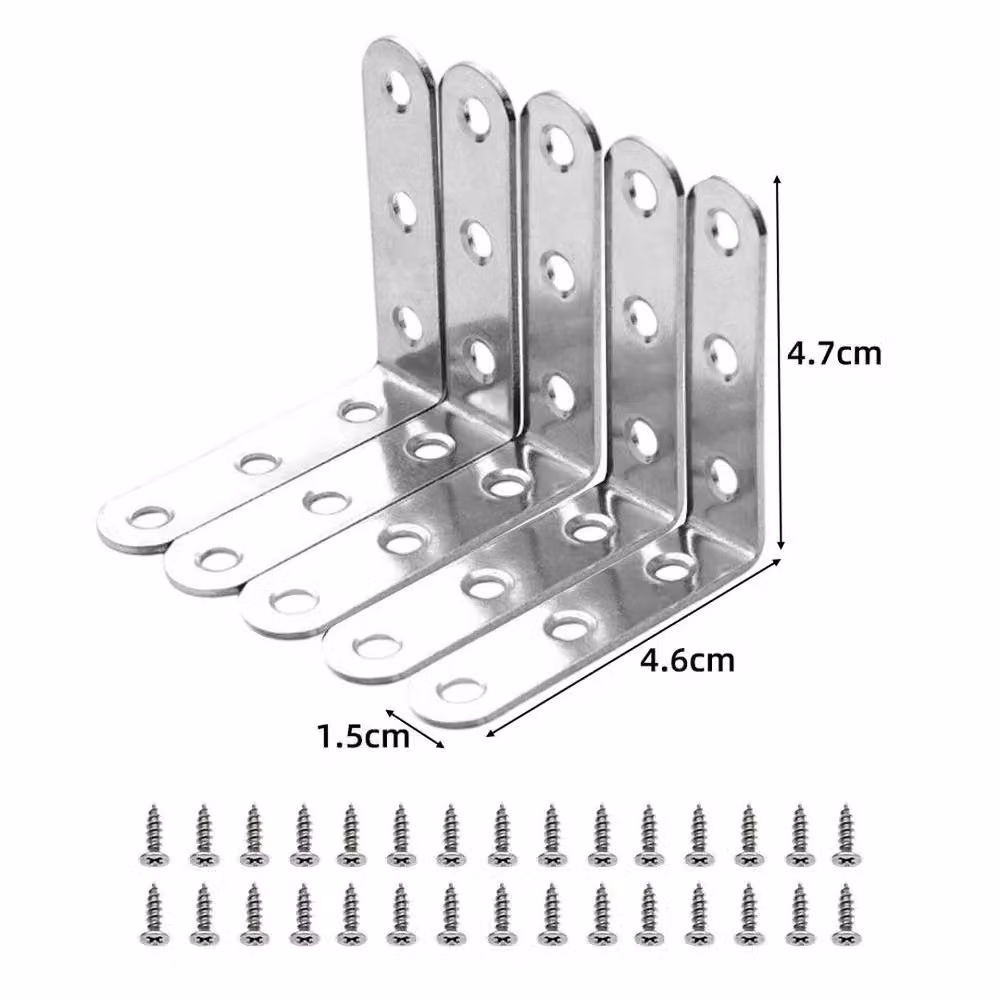 NESTLUNE 10-piece Stainless Steel L-shaped Corner Brackets in Silver – 2