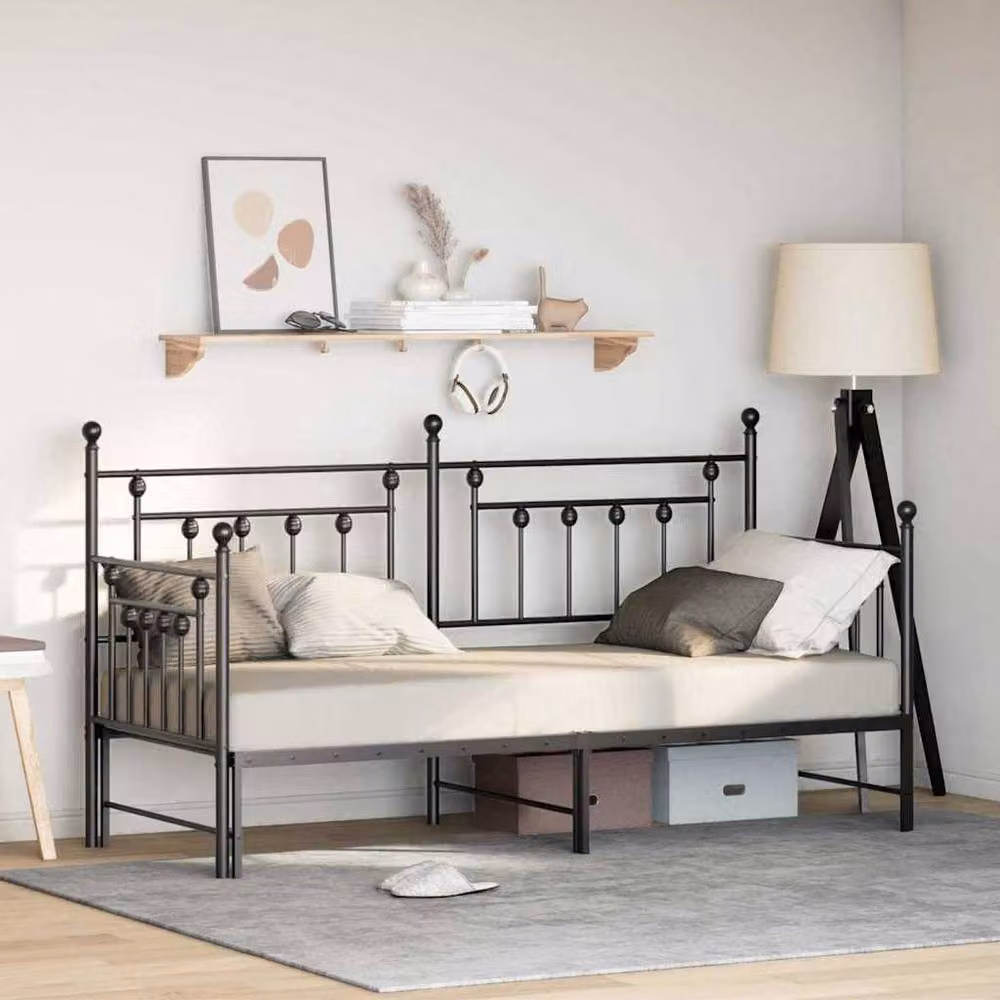 Berkfield Home Modern Daybed Frame with Trundle in Black Metal, W/D/H: 80 x 200 cm – 2