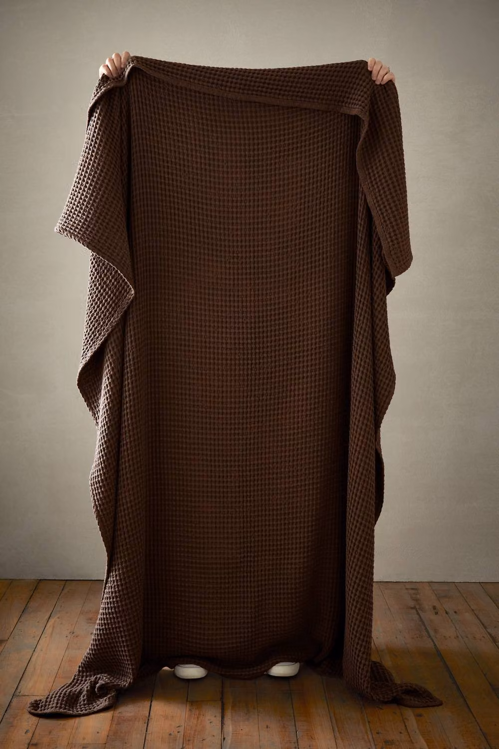 Pineapple Elephant Jaipur Chunky Waffle Cotton Throw Blanket in Brown, W: 150 cm, L: 200 cm – 2