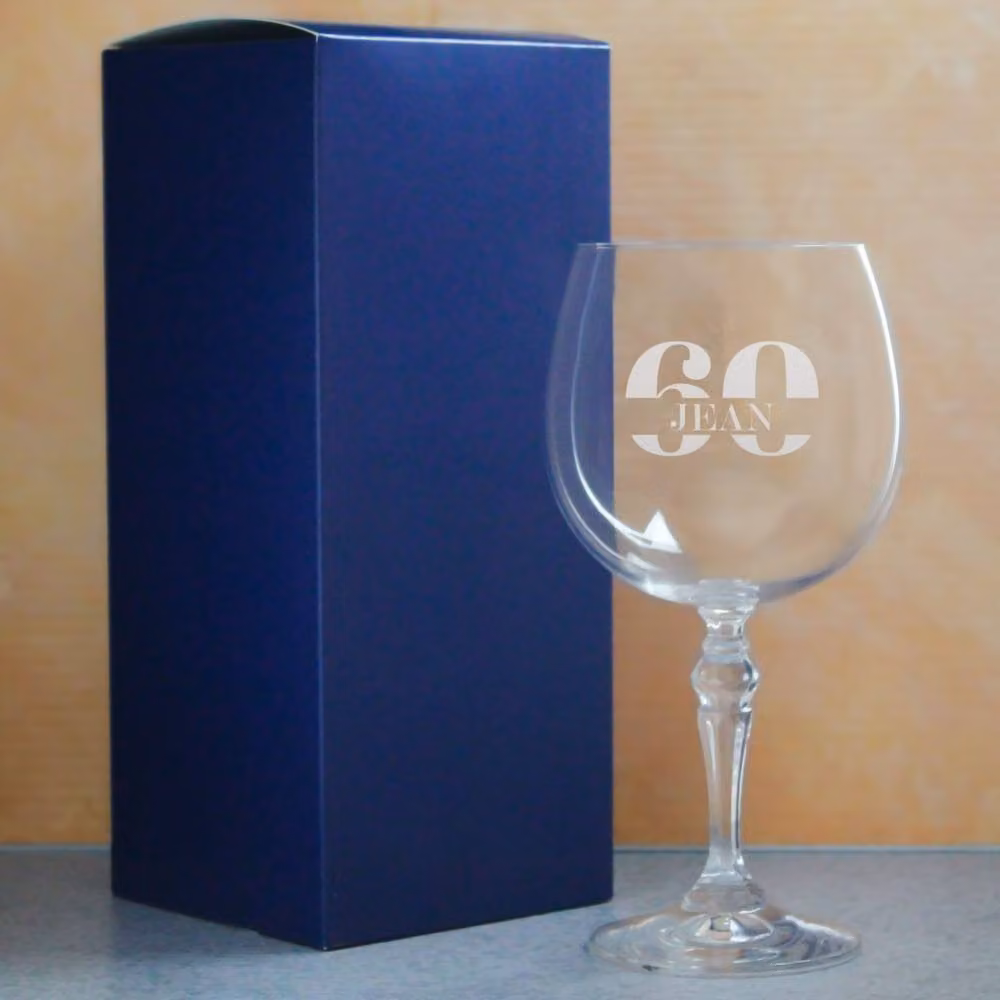 Uniqueful Personalised 60th Birthday Crystal Gin Cocktail Glass in Transparent Clear – 2