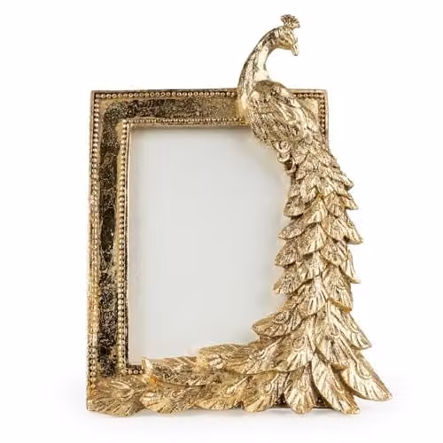 Madison & Mayfair Antique Gold Floral Peacock Single Photo Frame, W/H: 10 x 15 cm – 1