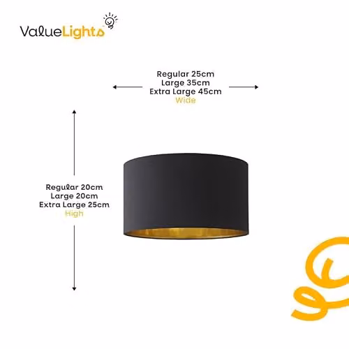 ValueLights Reni Modern Black Fabric Drum Ceiling Lamp Shade, Width: 35 cm – 3