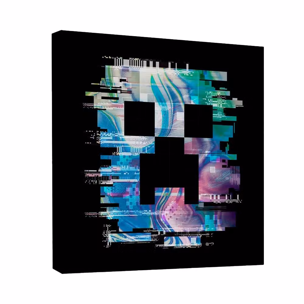 Minecraft Glitch Abstract Canvas Print in Black and Multicolour – 2
