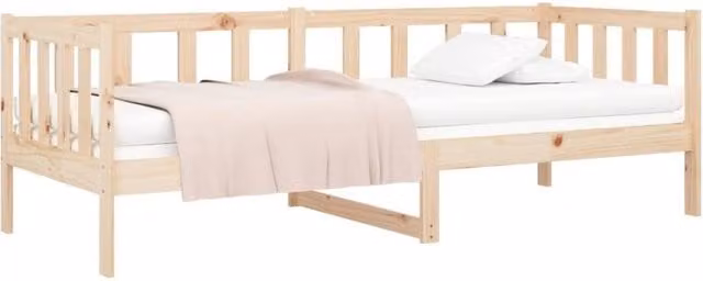 Berkfield Home Beautiful Day Bed in Beige Solid Pine Wood, W/D/H: 200 x 80 x 66 cm