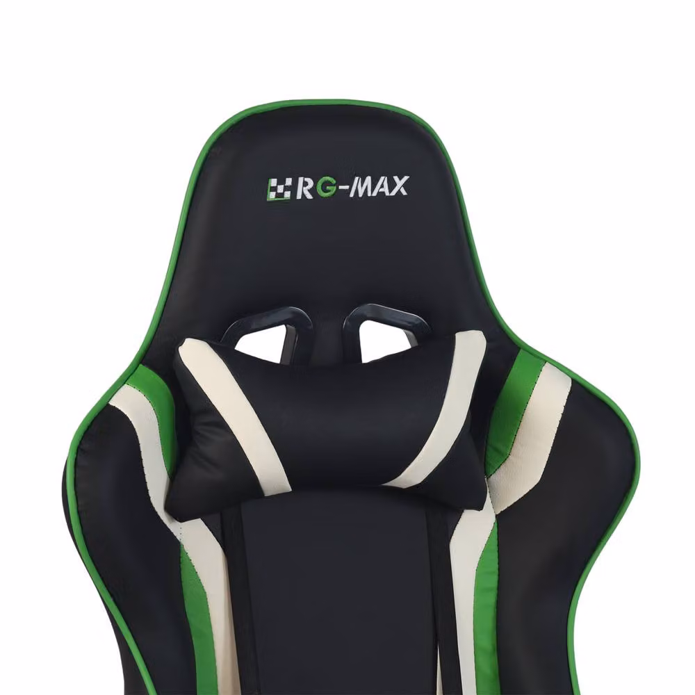 RayGar RG-MAX Gaming Chair in Green with Synthetic Leather, Headrest and Armrests – 3
